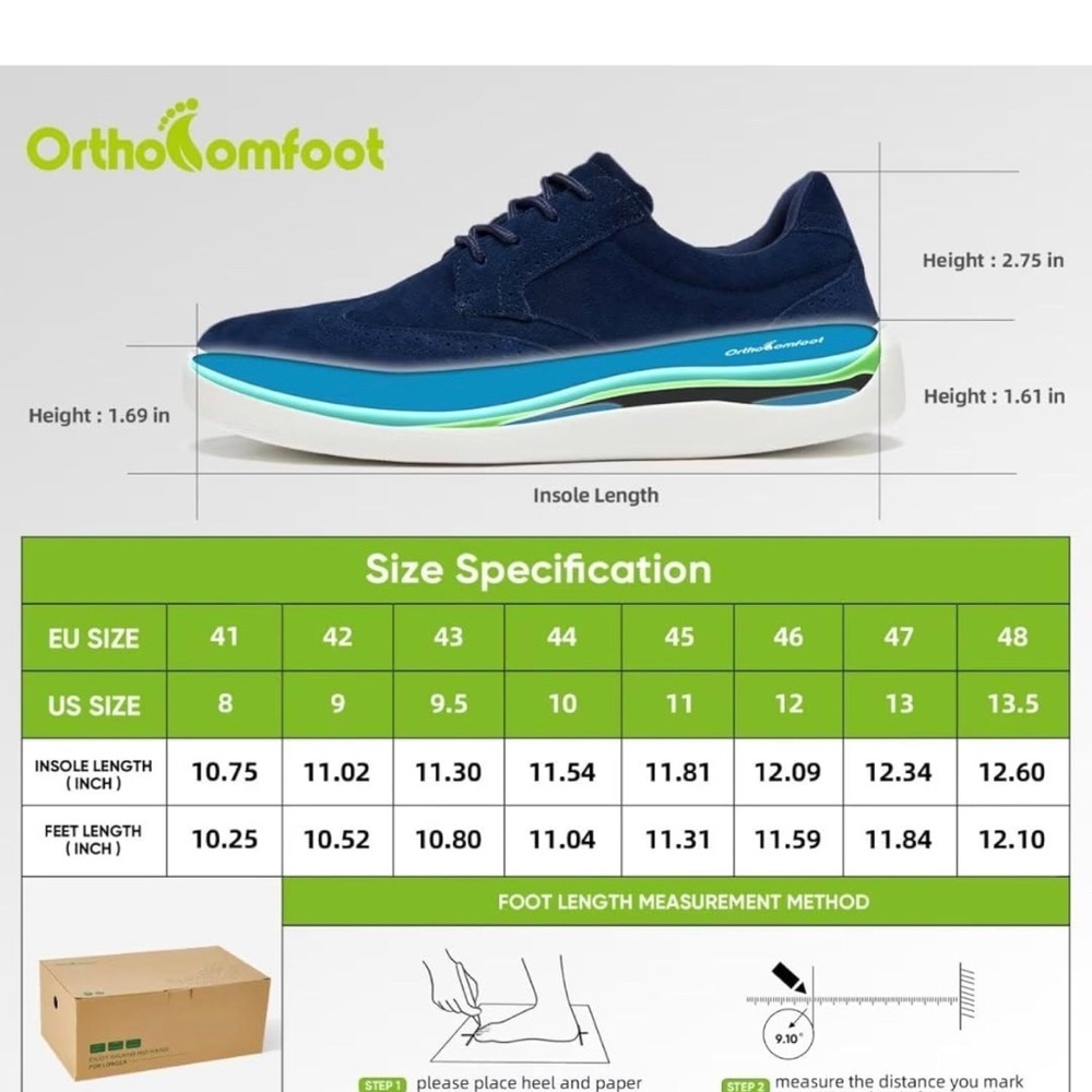 Ortho comfort MEN’s Shoes leather ROYAL Blue NEW orthopedic shoes 👞 - Picture 7 of 7